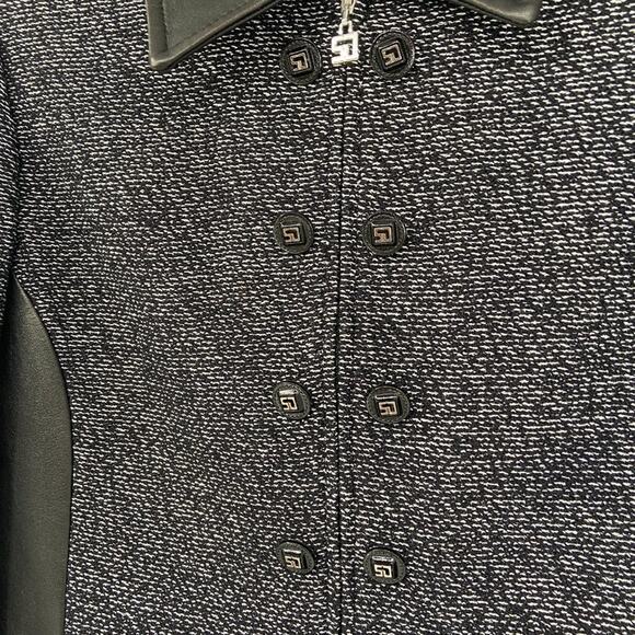 St. John Collection Gray Black Tweed Zip Jacket Leather Panels Size S - Picture 4 of 8